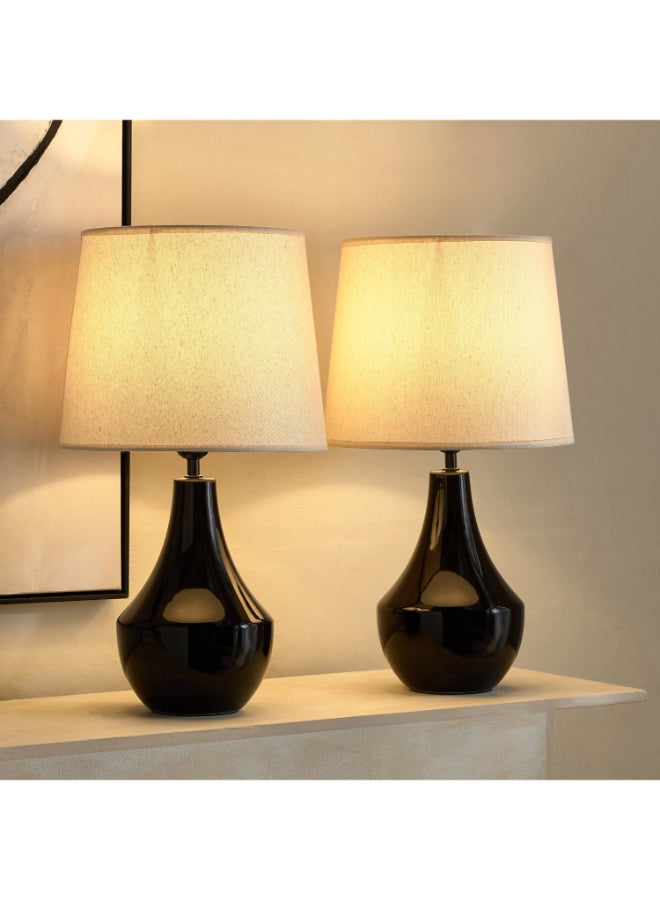 Home Box Cayan 2-Piece Black Ceramic Table Lamp Set - Image 1